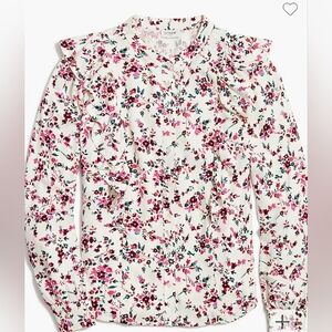 J. Crew Floral Ruffle Button Down Blouse